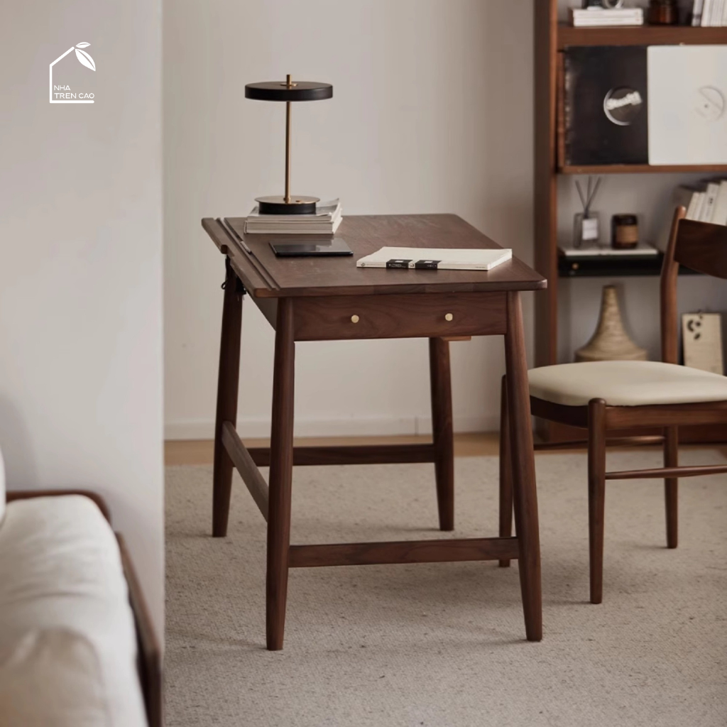 HONA, BLV_026, Bàn làm việc sang trọng, 120x60x75cm, Plywood phủ veneer, Nội thất Nhà trên cao