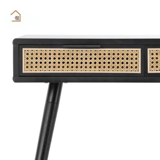 GALON, Bàn trang điểm hiện đại, BTD_007, 120x40x75cm, MDF phủ sơn 2K phối lưới mây tre, Nội thất Nhà Trên Cao