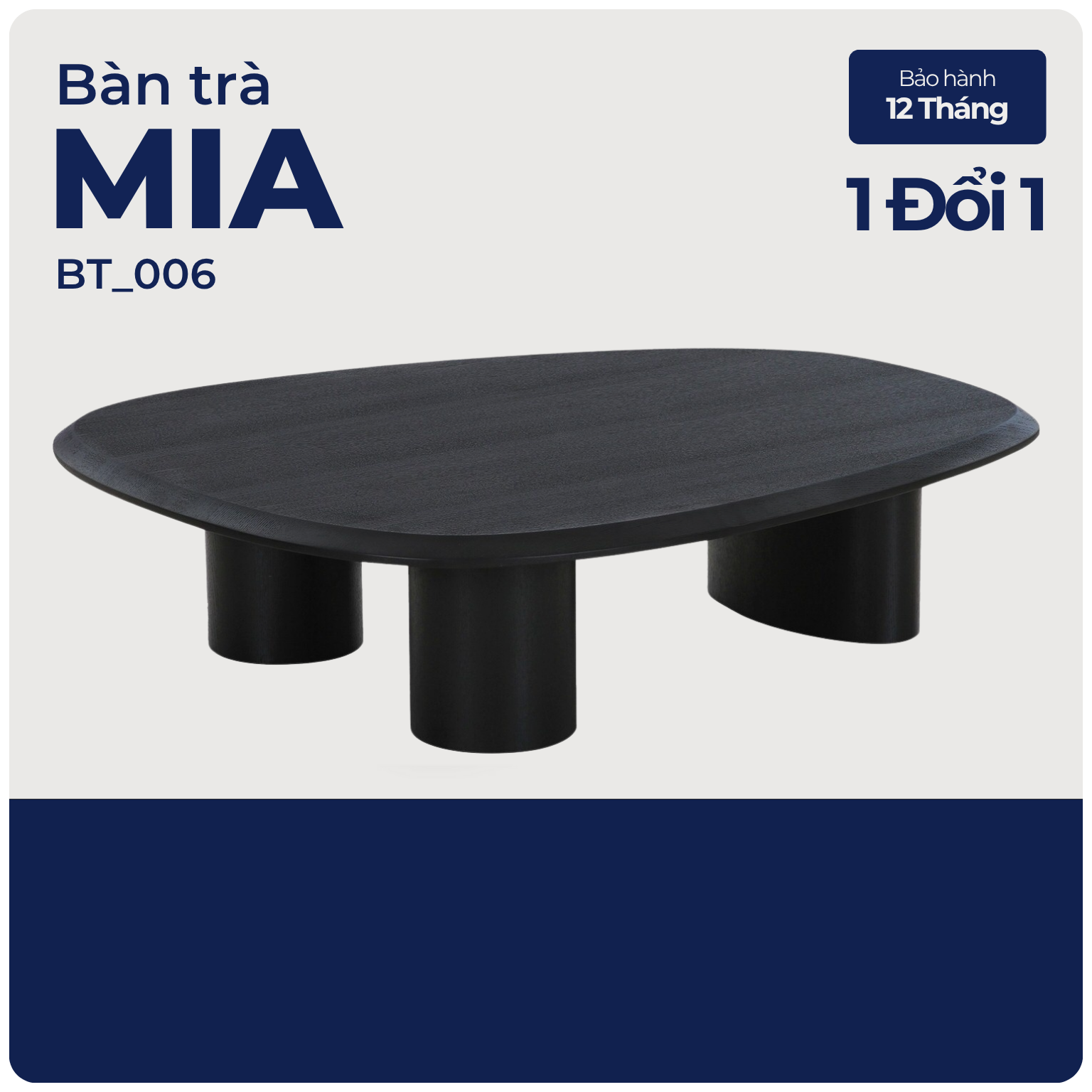 MIA - Bàn trà phòng khách phong cách hiện đại, BT_006, 90x55x40cm, Plywood phủ Veneer, Nội thất Nhà trên cao