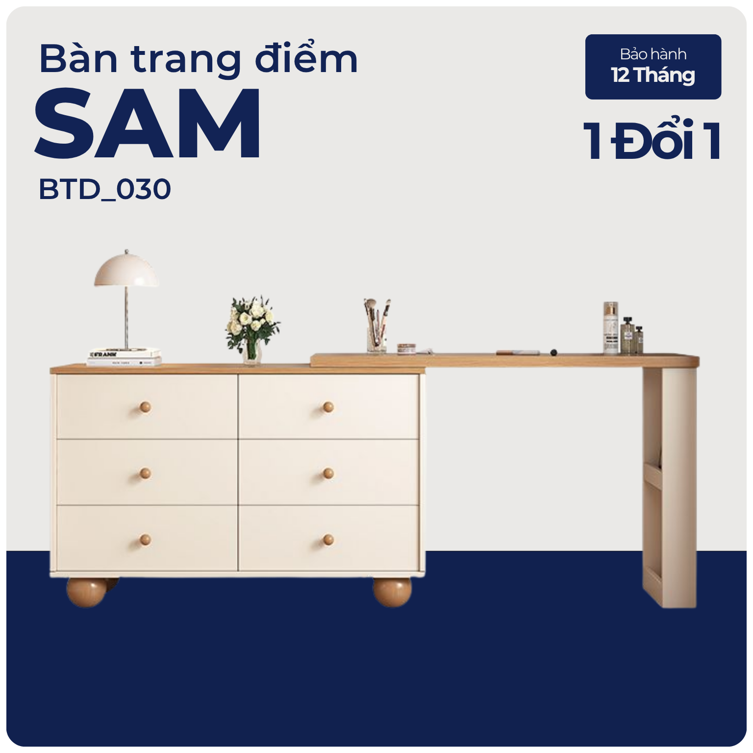 SAM, Bàn trang điểm hiện đại, BTD_030, 120x40x75cm, Nội thất Nhà Trên Cao