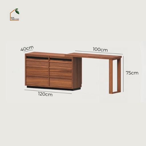 LINEA, BLV_027, Bàn Làm Việc Chữ L Đa Năng, 6 Hộc - 9 Hộc, Gỗ Plywood Phủ Veneer, Nội Thất Nhà Trên Cao