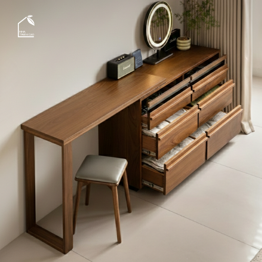 LINEA, BLV_027, Bàn Làm Việc Chữ L Đa Năng, 6 Hộc - 9 Hộc, Gỗ Plywood Phủ Veneer, Nội Thất Nhà Trên Cao