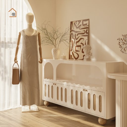 BRUNA, Tủ lưu trữ phong cách hiện đại, TLT_030, 140x40x80cm, Gỗ MDF phủ sơn 2K, Nội thất Nhà trên cao