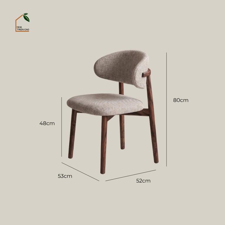 SOLIN, GD_003, ghế đơn tiện ích phong cách Mid-century, 53x52x80cm, Plywood phủ veneer, Nội thất Nhà trên cao