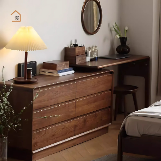 BRAW, Bàn làm việc kết hợp bàn trang điểm 6 hộc, BTD_025, 120x40x75cm, Plywood phủ sơn 2K, Nội thất Nhà Trên Cao