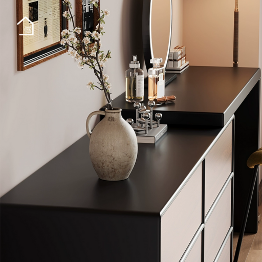 KORO, Bàn trang điểm kết hợp bàn làm việc 6 hộc, BTD_034, 120x40x75cm, Plywood phủ Melamine, Nội thất Nhà Trên Cao