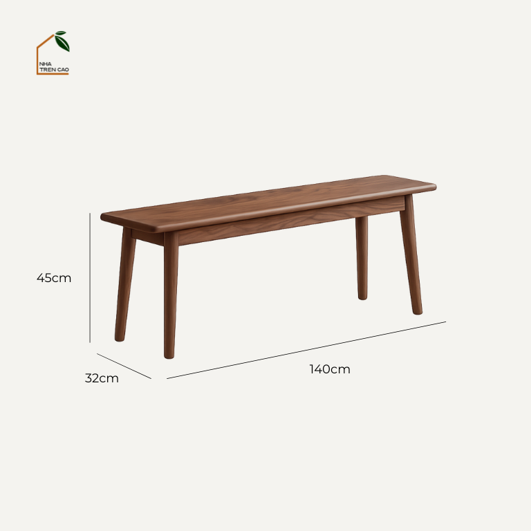 NARA, GB_003, ghế băng đa năng thiết kế cổ điển, 140x32x45cm, Plywood phủ veneer, Nội thất Nhà trên cao đã được tạo.