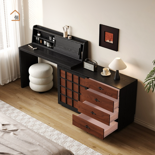 MAKI, Bàn trang điểm kết hợp bàn làm việc 6 hộc, BTD_037, 120x40x75cm, Plywood phủ Melamine, Nội thất Nhà Trên Cao