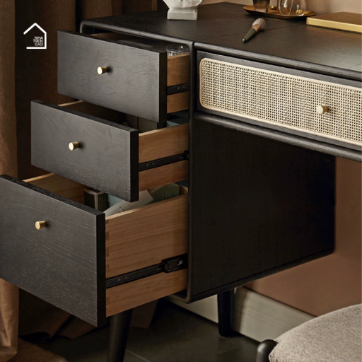 ZIMO, Bàn trang điểm nhỏ gọn hiện đại, BTD_035, 100x40x75cm, Plywood phủ Veneer, Nội thất Nhà Trên Cao