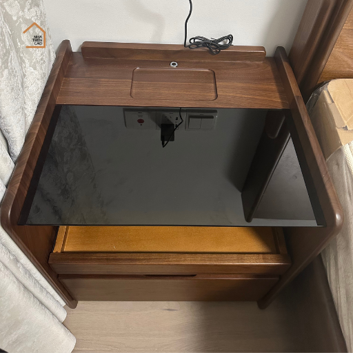ZARA, Tủ đầu giường sang trọng, TDG_009, 45x40x50cm, Plywood phủ Veneer, Nội thất Nhà trên cao