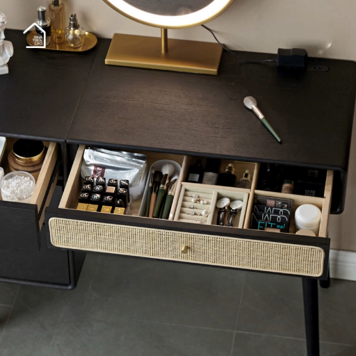 ZIMO, Bàn trang điểm nhỏ gọn hiện đại, BTD_035, 100x40x75cm, Plywood phủ Veneer, Nội thất Nhà Trên Cao