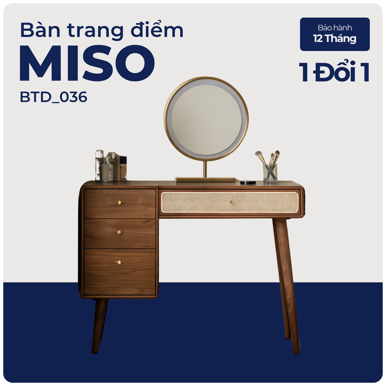 MISO, Bàn trang điểm nhỏ gọn sang trọng, BTD_036, 100x40x75cm, Nội thất Nhà Trên Cao