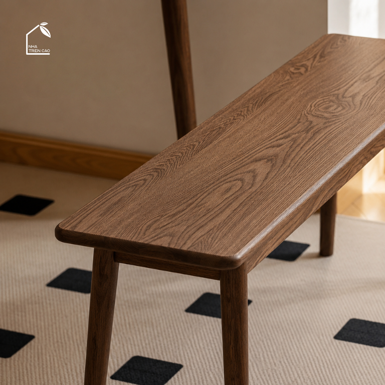 NARA, GB_003, ghế băng đa năng thiết kế cổ điển, 140x32x45cm, Plywood phủ veneer, Nội thất Nhà trên cao đã được tạo.