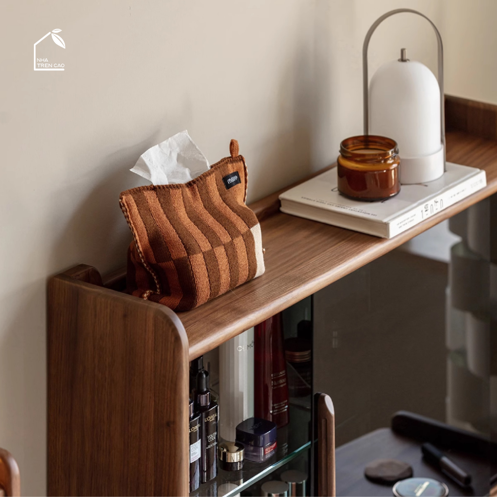 SOLIN, BTD_039, Bàn trang điểm phối kính, 90x45x130cm, Plywood phủ veneer, Nội thất Nhà Trên Cao