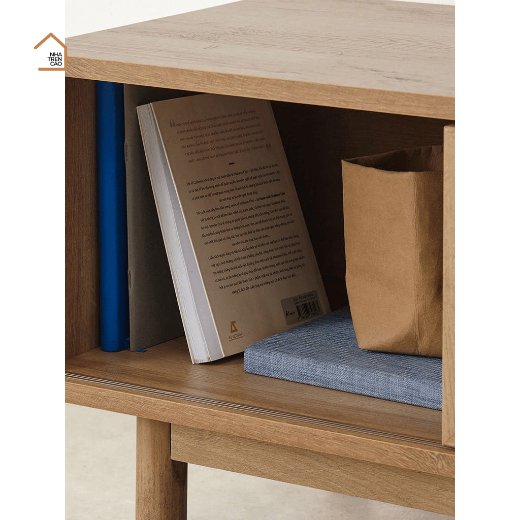 MEY, Kệ TV phối lưới mây cân bằng thẩm mỹ, 135x40x40cm, MDF phủ Melamine, Nội thất Nhà Trên Cao