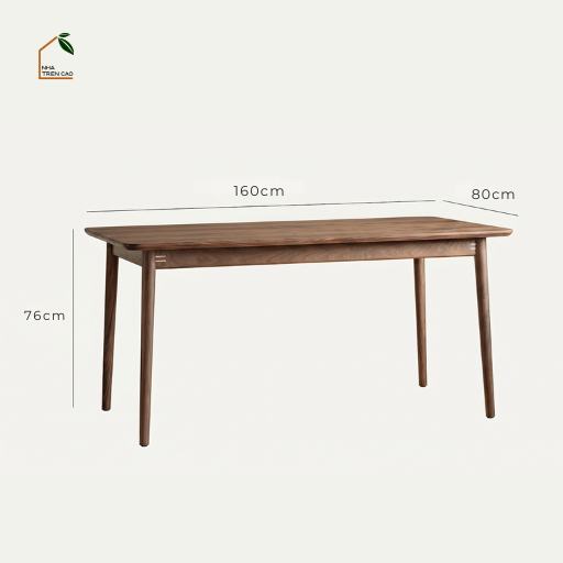 HONA, BA_002, bàn ăn gia đình phong cách Japandi thanh lịch, 160x80x76cm, Plywood phủ veneer, Nội thất Nhà trên cao