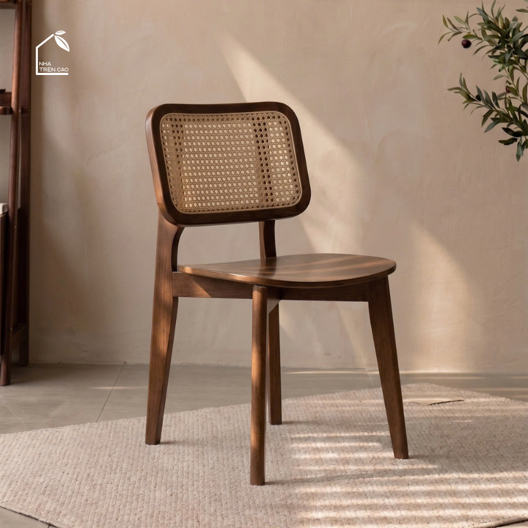 SOLIN, GD_004, ghế đơn tiện ích phong cách Mid-century, 47x50x85cm, Plywood phủ veneer, Nội thất Nhà trên cao