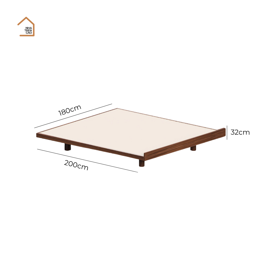 NUBI, Giường ngủ phong cách sang trọng tối giản, GN_019, 200x180x32cm, Plywood phủ Veneer, Nội thất Nhà trên cao