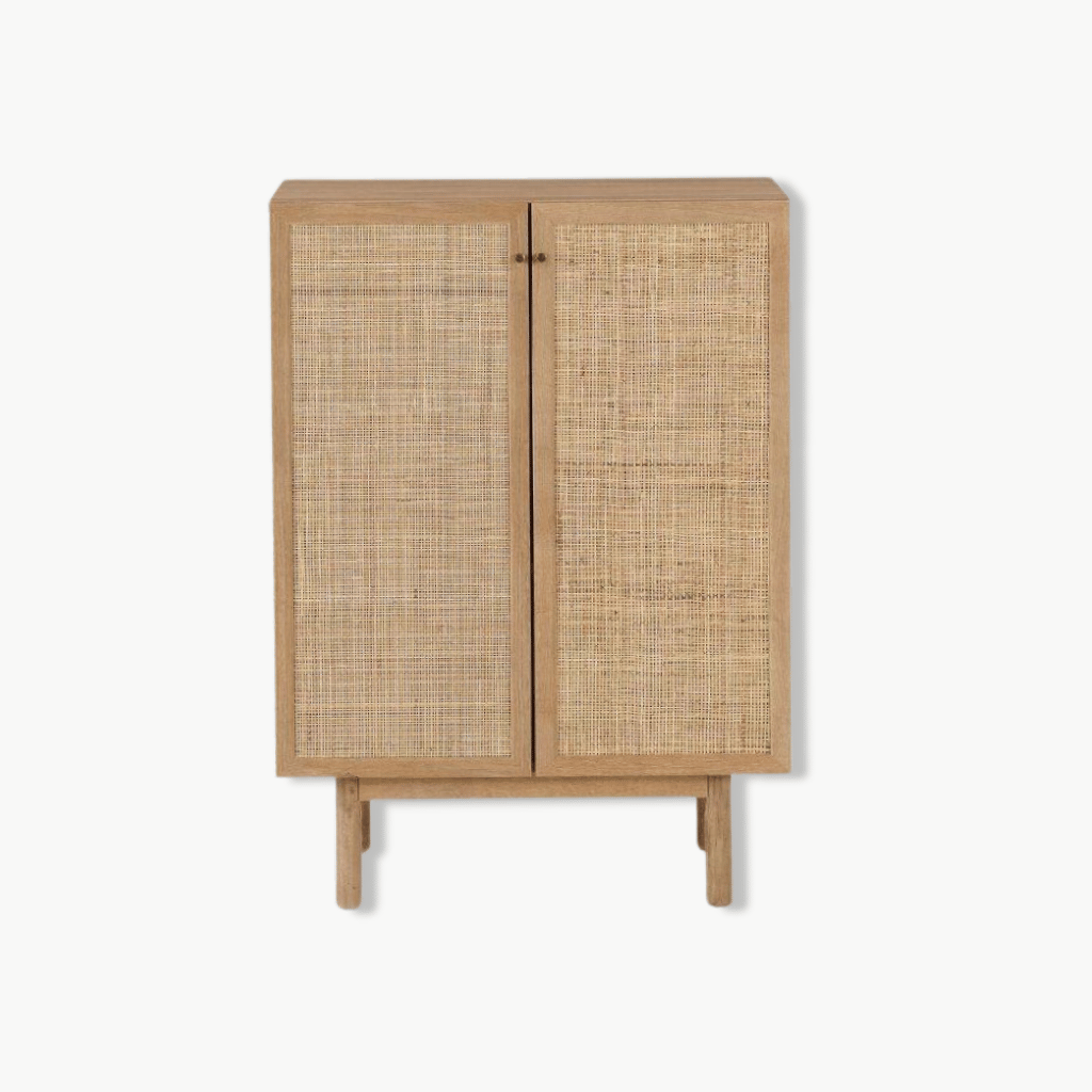 MEY, Tủ lưu trữ phối lưới mây hài hòa công năng, 70x40x90cm, MDF phủ melamine, Nội thất Nhà Trên Cao