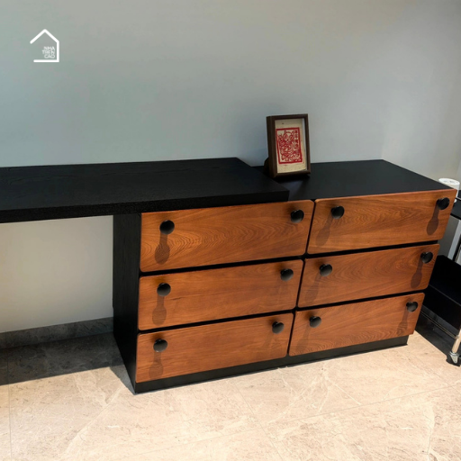 BOHI, Bàn làm việc sang trọng hiện đại 6 hộc tủ, BLV_022, 120x40x75cm, Plywood phủ Veneer, Nội thất Nhà Trên Cao