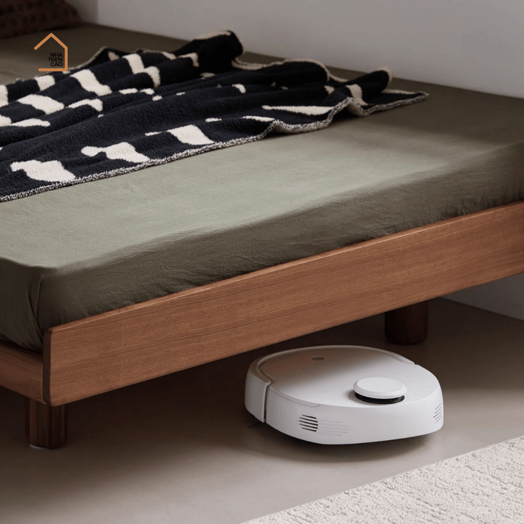 NUBI, Giường ngủ phong cách sang trọng tối giản, GN_019, 200x180x32cm, Plywood phủ Veneer, Nội thất Nhà trên cao