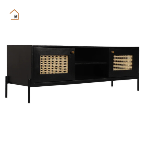GALON, TTV_064, 160x40x55cm , Kệ tivi phối lưới mây tre tối giản, Gỗ MDF phủ sơn 2K, Nội thất Nhà trên cao