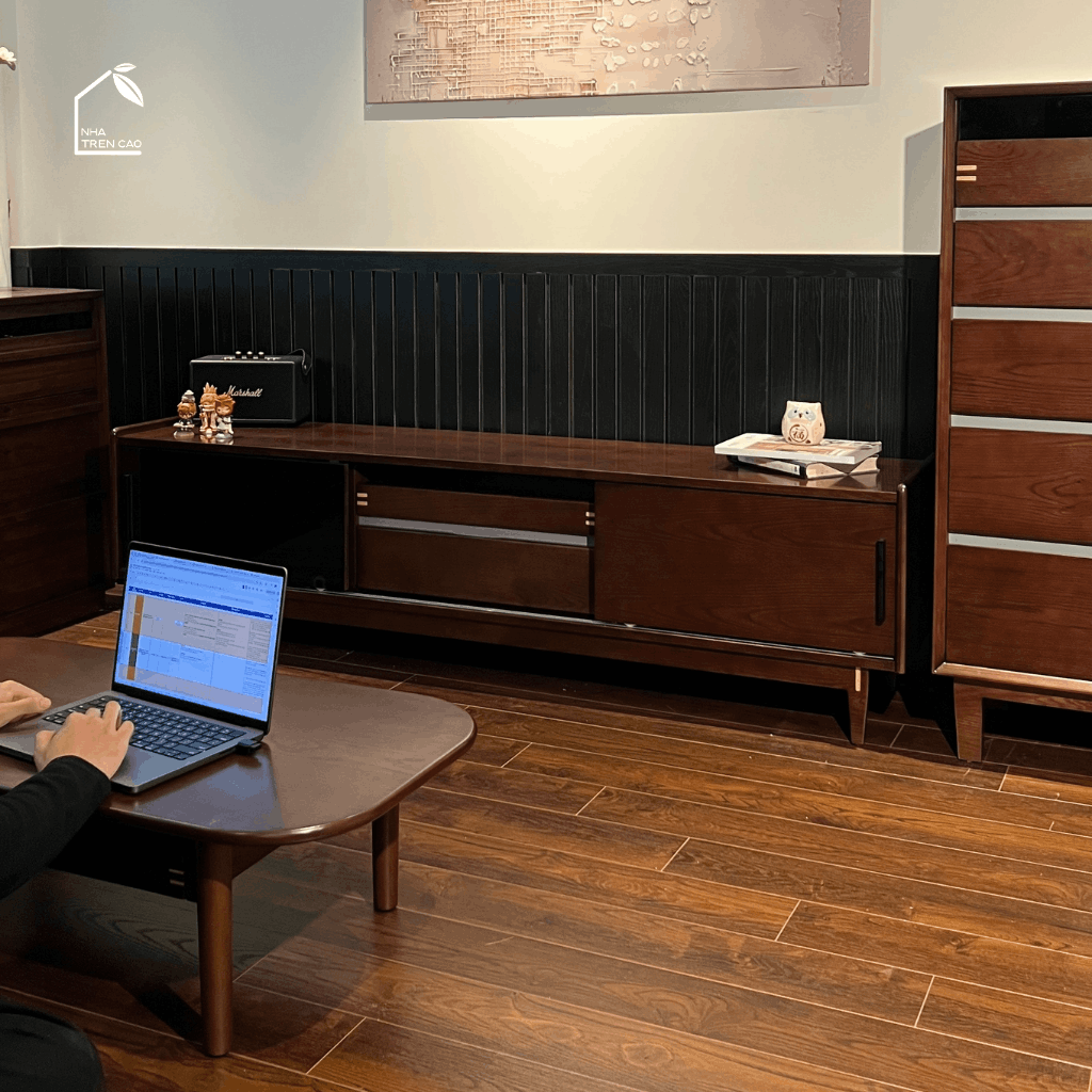 HONA, TTV_090, Kệ tivi thiết kế sang trọng, 180x40x50cm, Gỗ plywood phủ Veneer, Nội thất Nhà trên cao