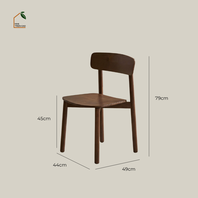 SOLIN, GD_005, ghế đơn tiện ích phong cách Mid-century, 44x49x79cm, Plywood phủ veneer, Nội thất Nhà trên cao