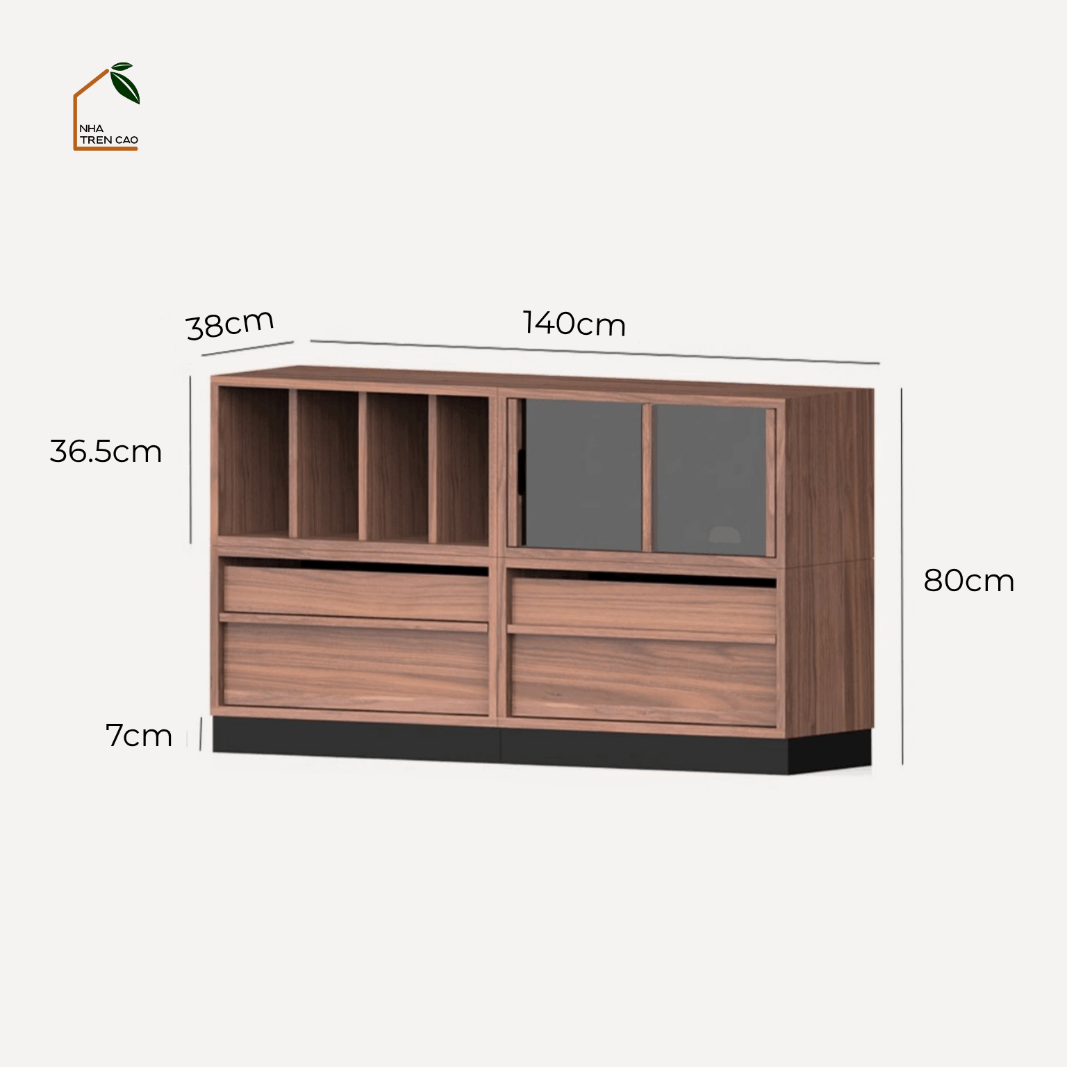 LINEA, TLT_019, Tủ lưu trư tối giản sang trọng, 140x38x80cm, Plywood phủ Veneer, Nội thất Nhà trên cao