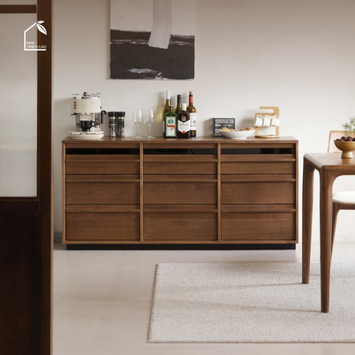 LINEA, TLT_089, Tủ lưu trữ 9 hộc phong cách sang trọng, 160x40x80cm, Plywood phủ veneer, Nội thất Nhà trên cao