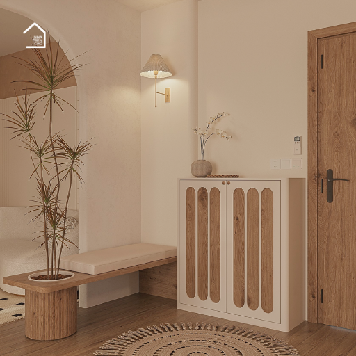 BRUNA, Tủ giày hiện đại sang trọng, TG_018, 100x35x110cm, MDF phủ sơn 2K, Nội thất Nhà trên cao