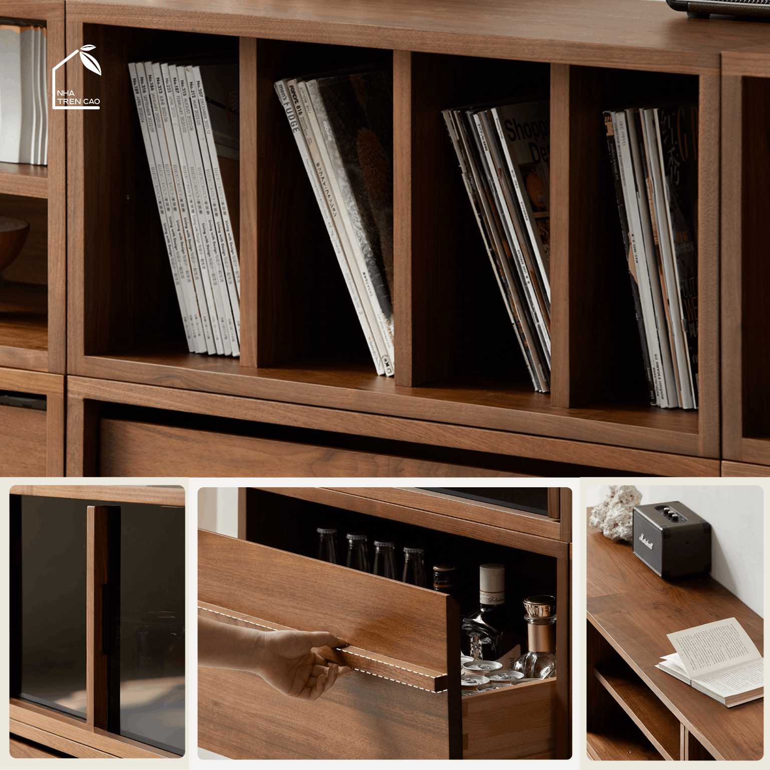 LINEA, TLT_019, Tủ lưu trư tối giản sang trọng, 140x38x80cm, Plywood phủ Veneer, Nội thất Nhà trên cao