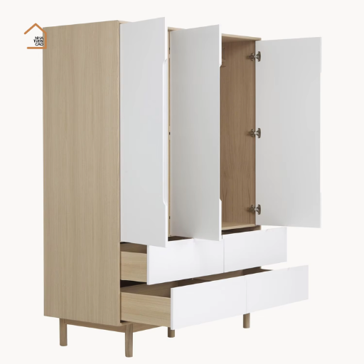 DAISY, TQA_019, Tủ quần áo hiện đại sang trọng, 160x60x200cm, MDF phủ Melamine, Nội thất Nhà trên cao