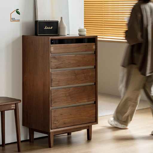 HONA, 60x40x120cm, Tủ lưu trữ sang trọng, TLT_090, Plywood phủ veneer, Nội thất Nhà trên cao