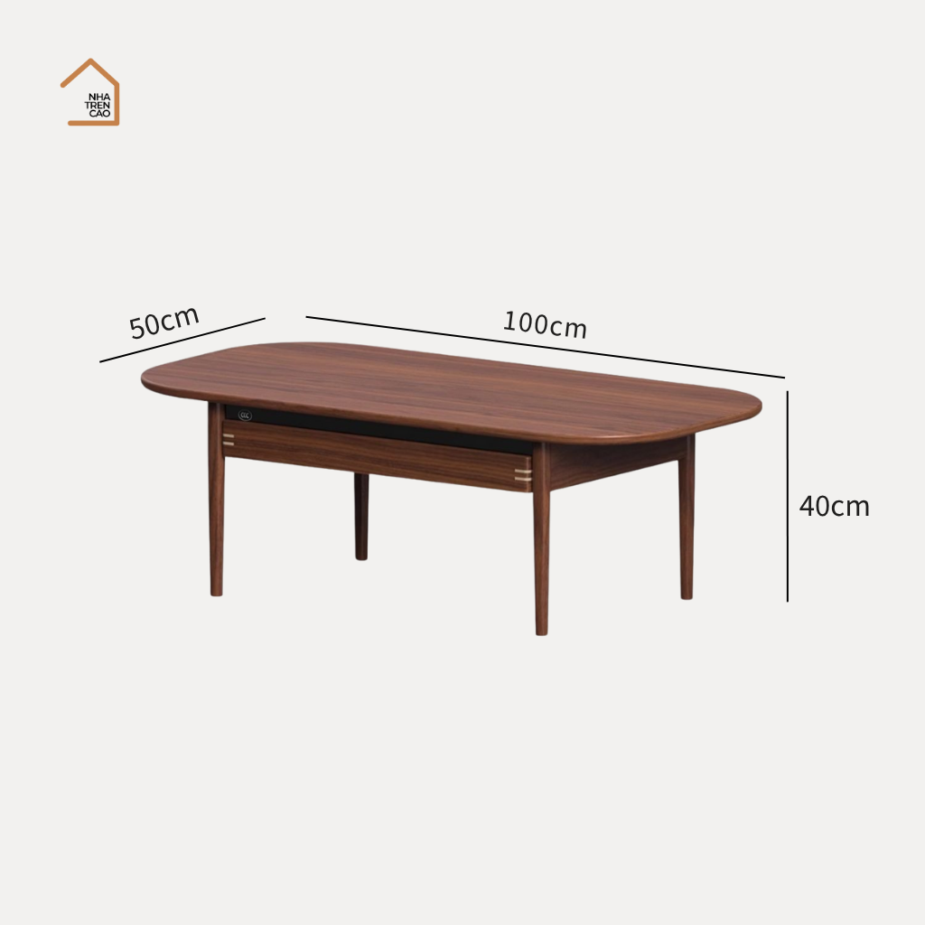 LONA, Bàn trà phong cách Japandi sang trọng, BT_013, 100x50x40cm, Plywood phủ veneer, Nội thất Nhà trên cao