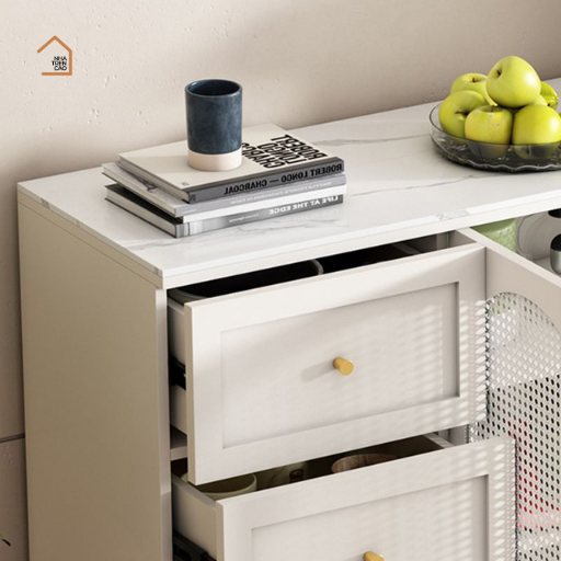 CHIC, Tủ lưu trữ trang trí hiện đại, TLT_034, 120x40x80cm, Gỗ MDF phủ sơn 2K Phối mây tre, Nội thất Nhà trên cao