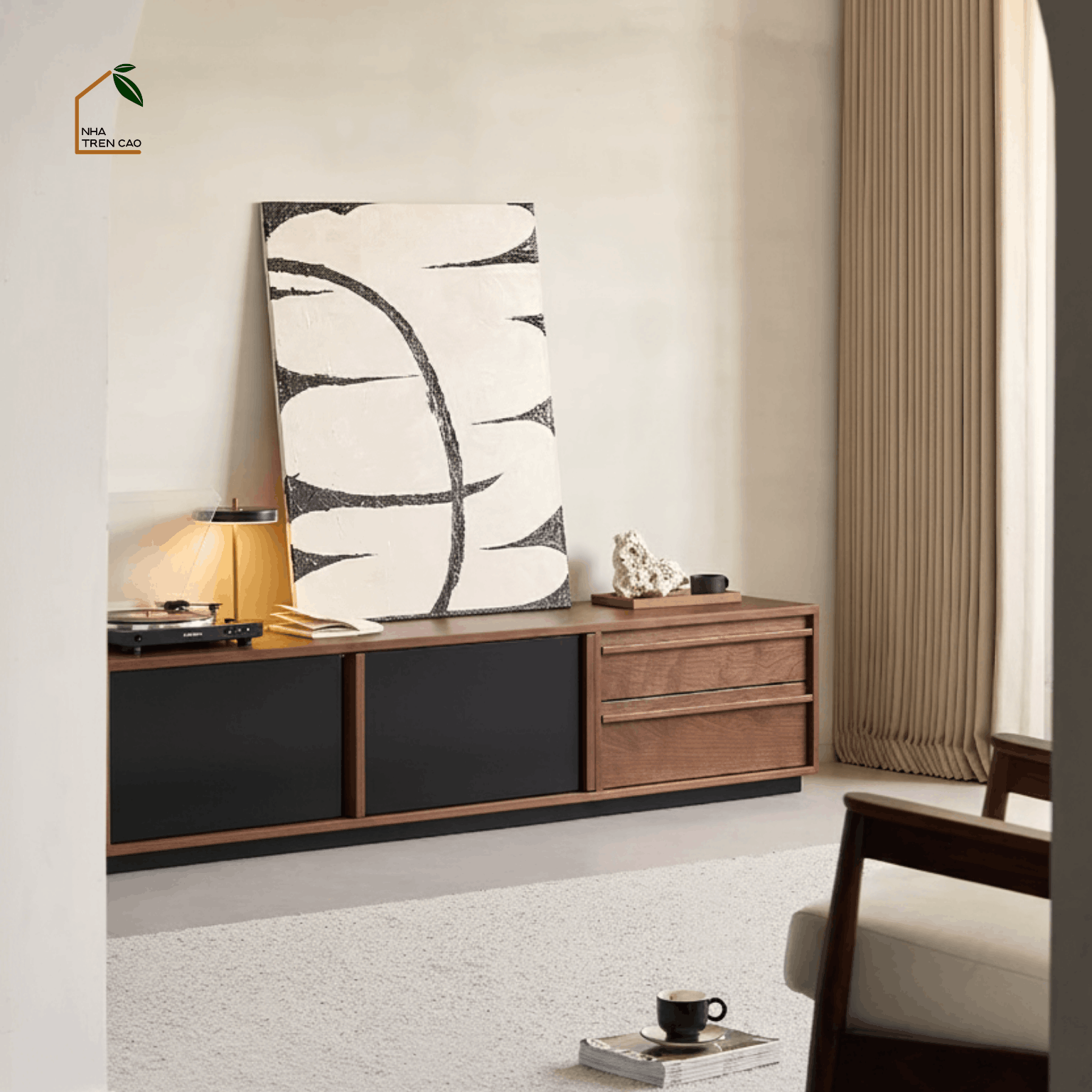 LINEA, TTV_092, Tủ TV Hiện Đại Tinh Giản, 180x40x50cm, Gỗ Plywood Phủ Veneer, Nội Thất Nhà Trên Cao