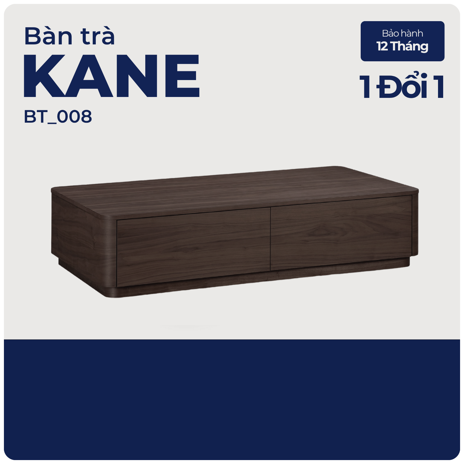 KANE - Bàn trà phòng khách hiện đại, BT_008, 100x50x30cm, MDF phủ Melamine, Nội thất Nhà trên cao
