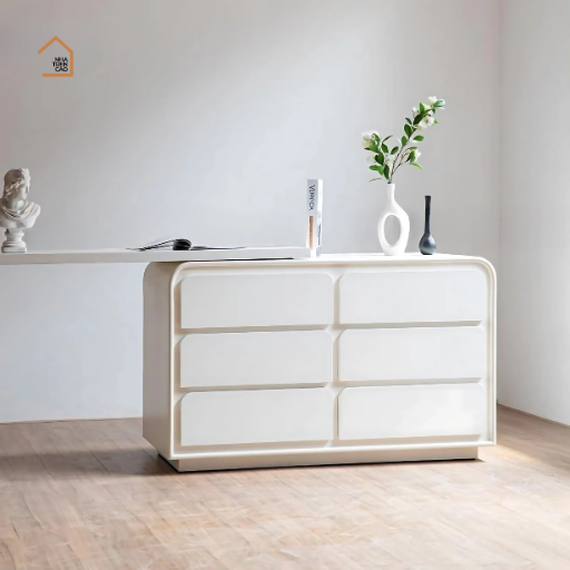 KARA, Bàn làm việc kết hợp bàn trang điểm 6 hộc sơn 2k, BTD_002, 120x40x75, Nội thất Nhà trên cao