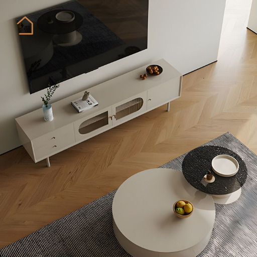 CICI, Kệ tivi phối kính, đa năng, TTV_041, 180x40x55cm, MDF phủ sơn 2K, Nội thất Nhà Trên Cao