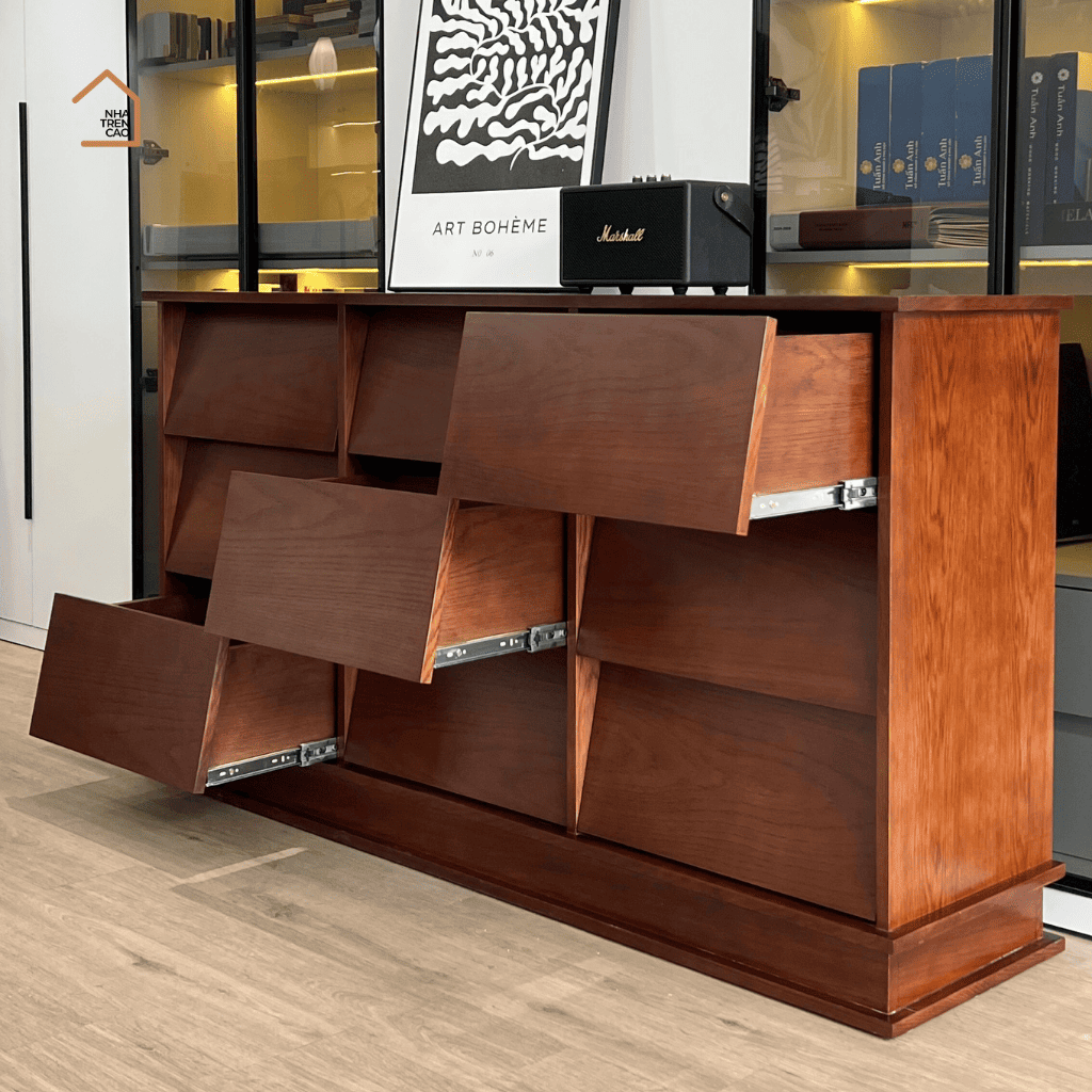 BEYOND, Tủ Lưu Trữ Kiểu Dáng Sang Trọng, TLT_093, 160x40x85cm, Gỗ Plywood Phủ Veneer, Nội Thất Nhà Trên Cao