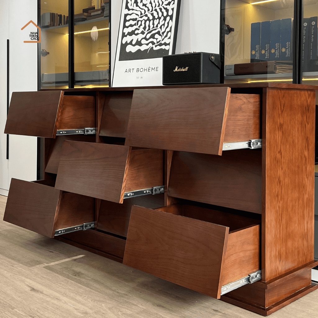 BEYOND, Tủ Lưu Trữ Kiểu Dáng Sang Trọng, TLT_093, 160x40x85cm, Gỗ Plywood Phủ Veneer, Nội Thất Nhà Trên Cao