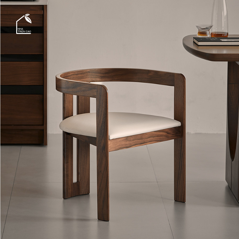 LUNA, GD_006, ghế đơn thiết kế vòng cung mềm mại, 56x51x64cm, Plywood phủ veneer, Nội thất Nhà trên cao