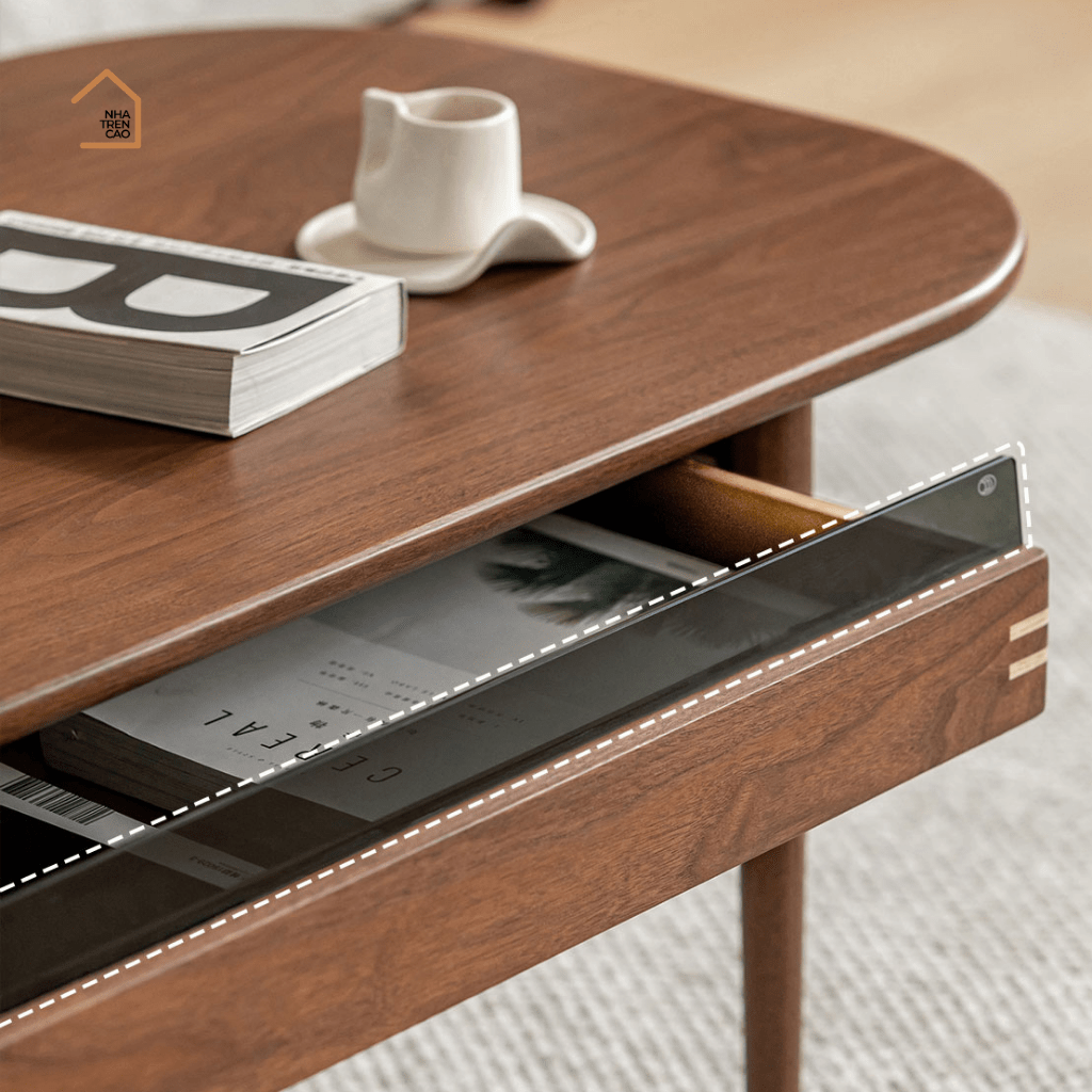 LONA, Bàn trà phong cách Japandi sang trọng, BT_013, 100x50x40cm, Plywood phủ veneer, Nội thất Nhà trên cao