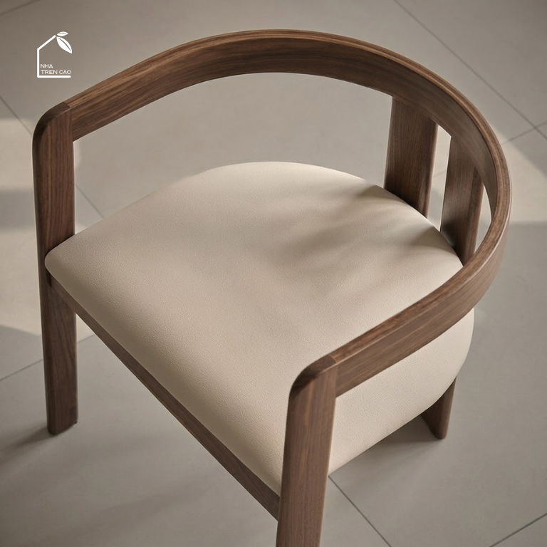 LUNA, GD_006, ghế đơn thiết kế vòng cung mềm mại, 56x51x64cm, Plywood phủ veneer, Nội thất Nhà trên cao