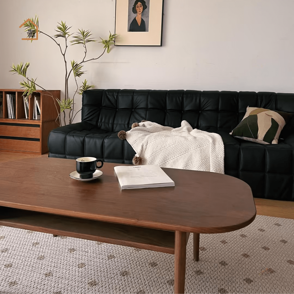LONA, Bàn trà phong cách Japandi sang trọng, BT_013, 100x50x40cm, Plywood phủ veneer, Nội thất Nhà trên cao