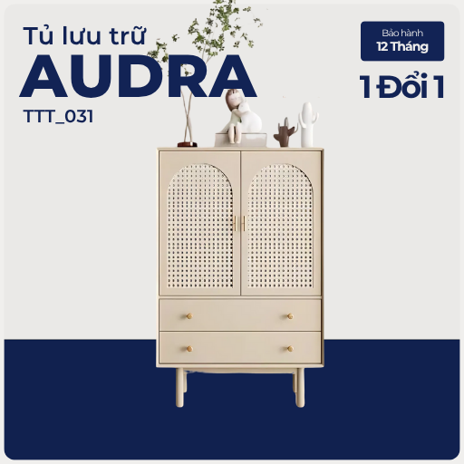 AUDRA, Tủ trang trí lưới mây tre, TTT_031, 60x40x100cm, Nội thất Nhà trên cao