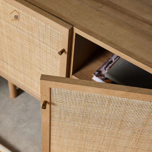 MEY, Tủ lưu trữ phối lưới mây tre, TLT_016, 140x40x70cm, Nội thất Nhà trên cao