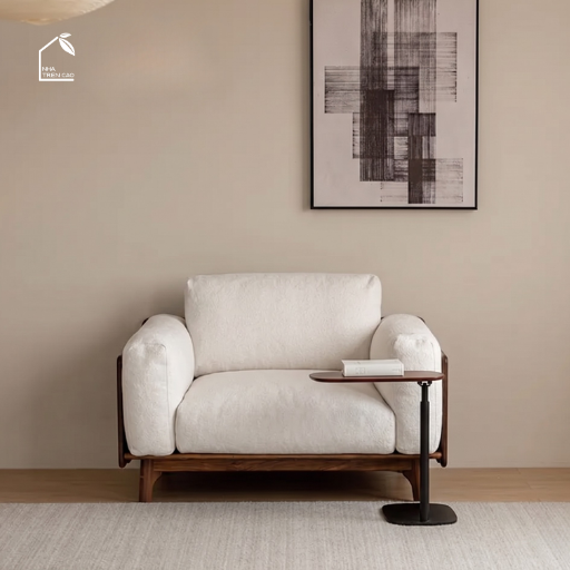 HONA, SFD_001, sofa đơn phong cách Japandi thanh lịch, 95x97x80cm, Plywood phủ Veneer, Nội thất Nhà Trên Cao