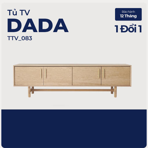 DADA, Kệ tivi đa năng 4 cánh mở, TTV_083, 180x40x50cm, Plywood phủ Veneer, Nội thất Nhà Trên Cao